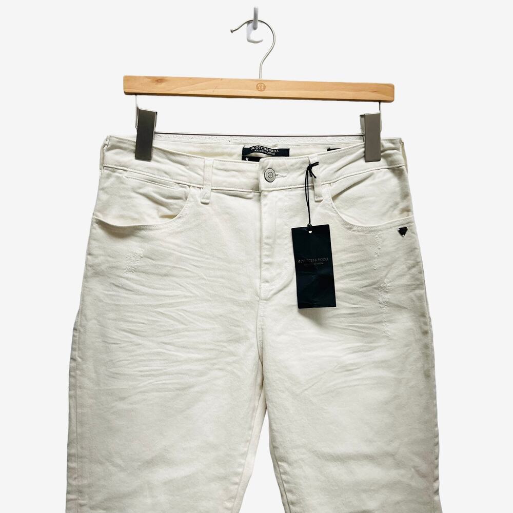 Scotch & Soda Johnny Boyfriend Cropped Denim Jeans White Distressed Size 27 NWT - Picture 6 of 9